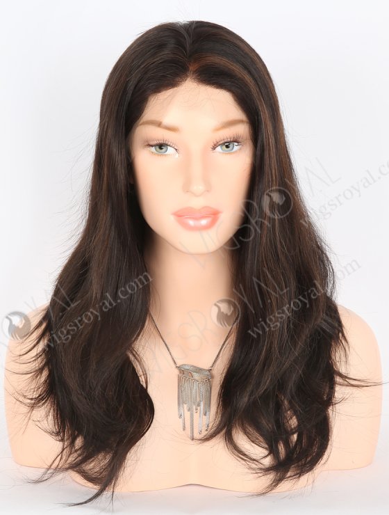 16" Indian Remy Hair Straight Wig 1b/4# Dark Highlighted Color Human Hair Wigs FLW-01292
