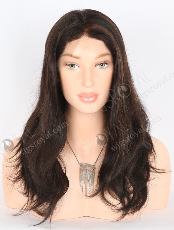 16" Indian Remy Hair Straight Wig 1b/4# Dark Highlighted Color Human Hair Wigs FLW-01292-26529