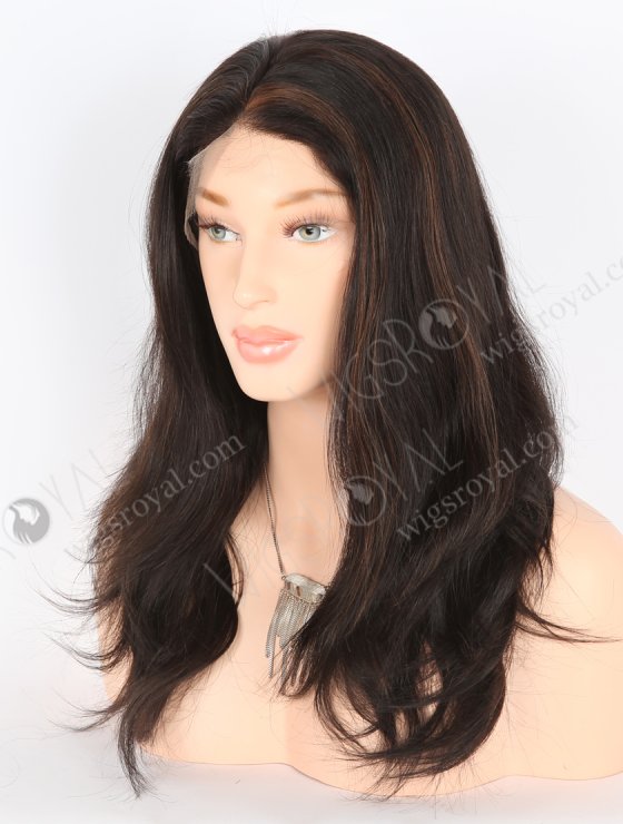 16" Indian Remy Hair Straight Wig 1b/4# Dark Highlighted Color Human Hair Wigs FLW-01292-26530