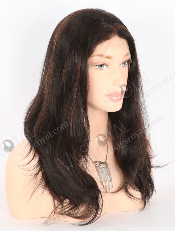 16" Indian Remy Hair Straight Wig 1b/4# Dark Highlighted Color Human Hair Wigs FLW-01292-26532