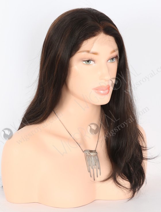 16" Indian Remy Hair Straight Wig 1b/4# Dark Highlighted Color Human Hair Wigs FLW-01292-26531