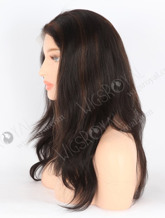 16" Indian Remy Hair Straight Wig 1b/4# Dark Highlighted Color Human Hair Wigs FLW-01292-26533