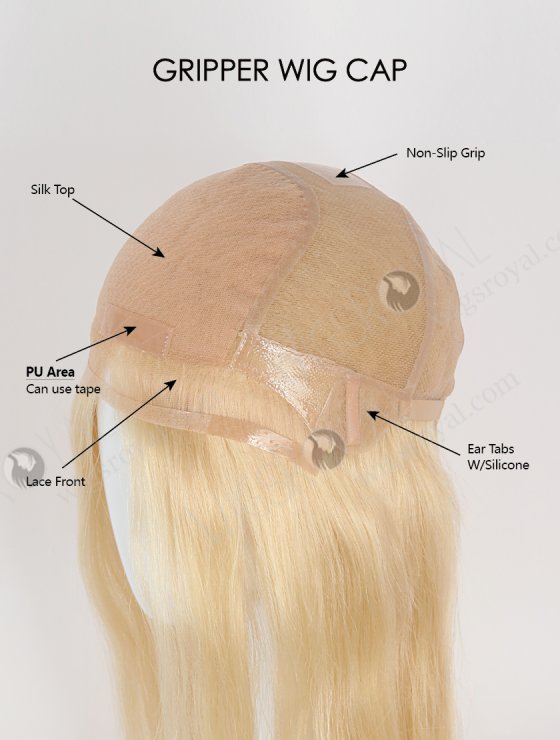 In Stock European Virgin Hair 14" Straight 8# with 22# Highlights Color Silk Top Gripper Wig GRP-08119-26800