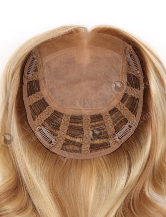 Large Base 16 Inch Wavy Blonde Hairpiece Wig Toppers for Women with Fine Hair Topper-068