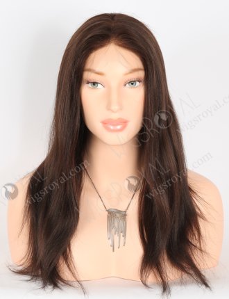 In Stock Indian Remy Hair 18" Light Yaki 2/3# Evenly Blended Color Full Lace Wig FLW-01466