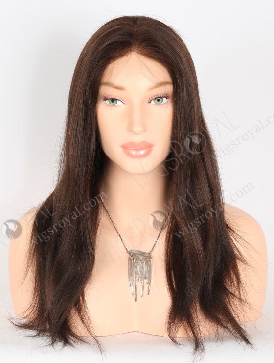 In Stock Indian Remy Hair 18" Light Yaki 2/3# Evenly Blended Color Full Lace Wig FLW-01466