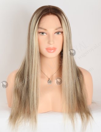 In Stock European Virgin Hair 18" Straight T4/22# With 4# Highlights Color Lace Front Silk Top Glueless Wig GLL-08078