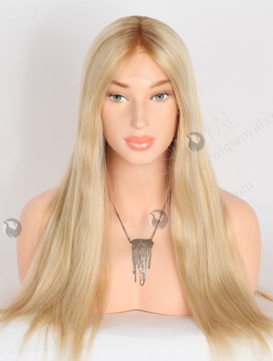 Undetectable 20 Inch European Hair Small Cap Size Brown Roots Long Blonde Lace Front Wig for Caucasian Women RLF-08069-28246
