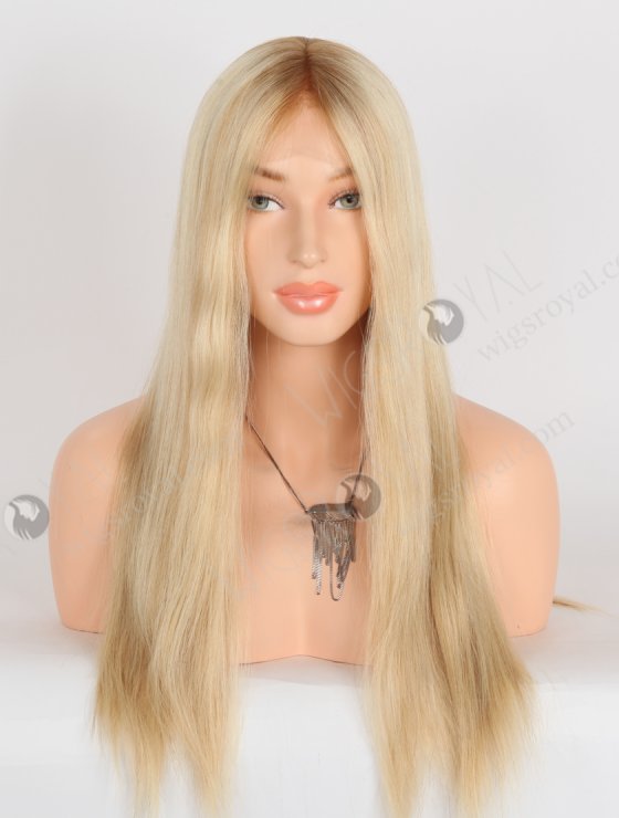 Undetectable 20 Inch European Hair Small Cap Size Brown Roots Long Blonde Lace Front Wig for Caucasian Women RLF-08069-28247