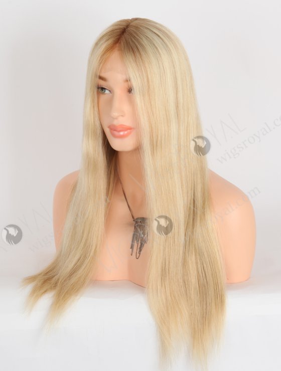 Undetectable 20 Inch European Hair Small Cap Size Brown Roots Long Blonde Lace Front Wig for Caucasian Women RLF-08069-28248