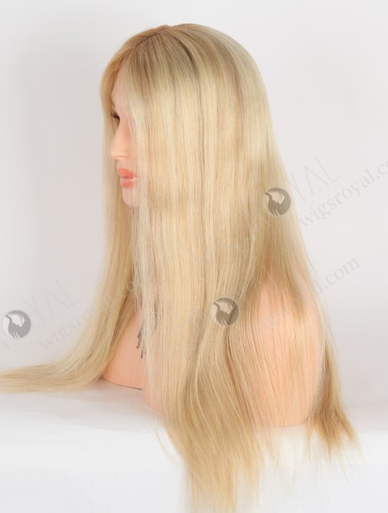 Undetectable 20 Inch European Hair Small Cap Size Brown Roots Long Blonde Lace Front Wig for Caucasian Women RLF-08069-28250