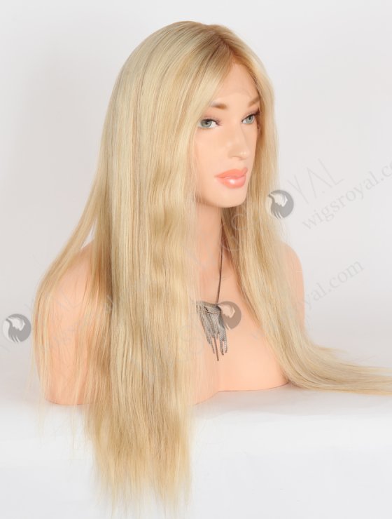 Undetectable 20 Inch European Hair Small Cap Size Brown Roots Long Blonde Lace Front Wig for Caucasian Women RLF-08069-28251