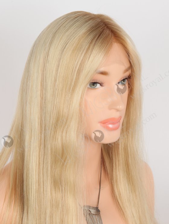 Undetectable 20 Inch European Hair Small Cap Size Brown Roots Long Blonde Lace Front Wig for Caucasian Women RLF-08069-28253