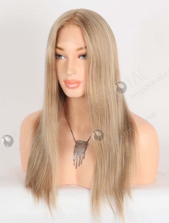 Super Natural Hair Parting Hidden Knot Silk Top Full Lace Wig | In Stock European Virgin Hair 18" Straight 8a#/60# Blended Color Lace Front Wig RLF-08064-28399