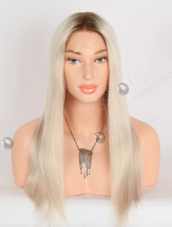 Fabulous White Color Lace Front Wig With Golden Brown Roots Color RLF-08071-28523