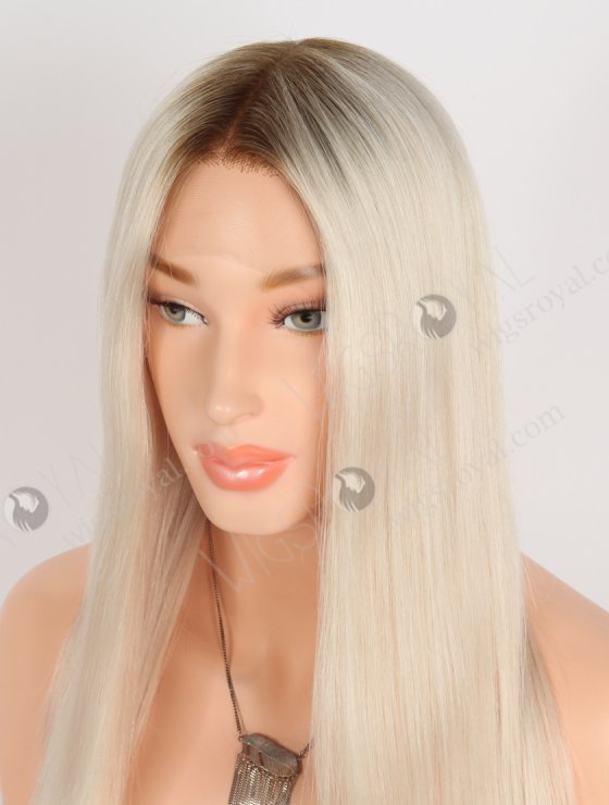Fabulous White Color Lace Front Wig With Golden Brown Roots Color RLF-08071-28528