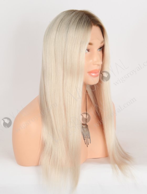 Fabulous White Color Lace Front Wig With Golden Brown Roots Color RLF-08071-28529
