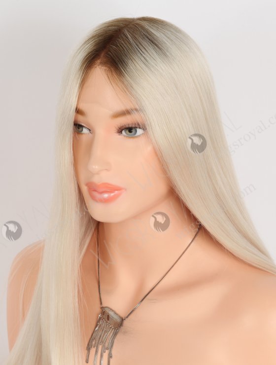 Fabulous White Color Lace Front Wig With Golden Brown Roots Color RLF-08071-28533