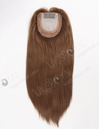 European Human Hair 16'' One Length Straight Middle Golden Brown Color Toppers Topper-022