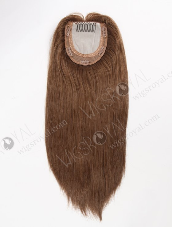 European Human Hair 16'' One Length Straight Middle Golden Brown Color Toppers Topper-022
