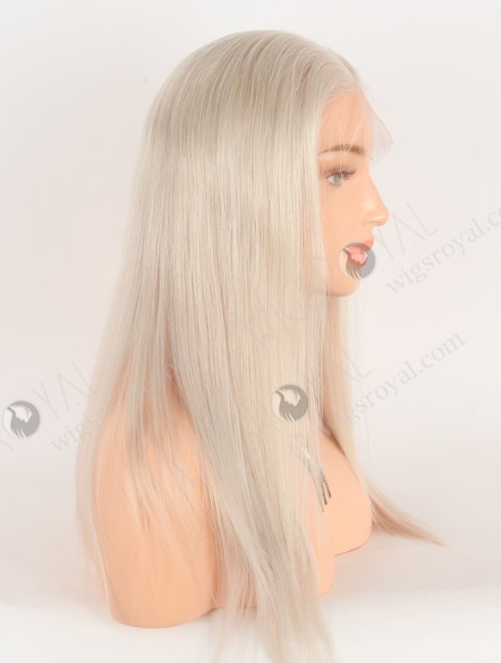 In Stock Brazilian Virgin Hair 16" Straight Platinum Gray Color Lace Front Wig MLF-04019-28900