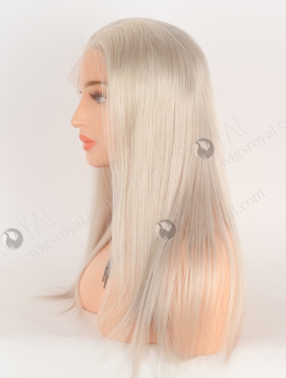 In Stock Brazilian Virgin Hair 16" Straight Platinum Gray Color Lace Front Wig MLF-04019-28901