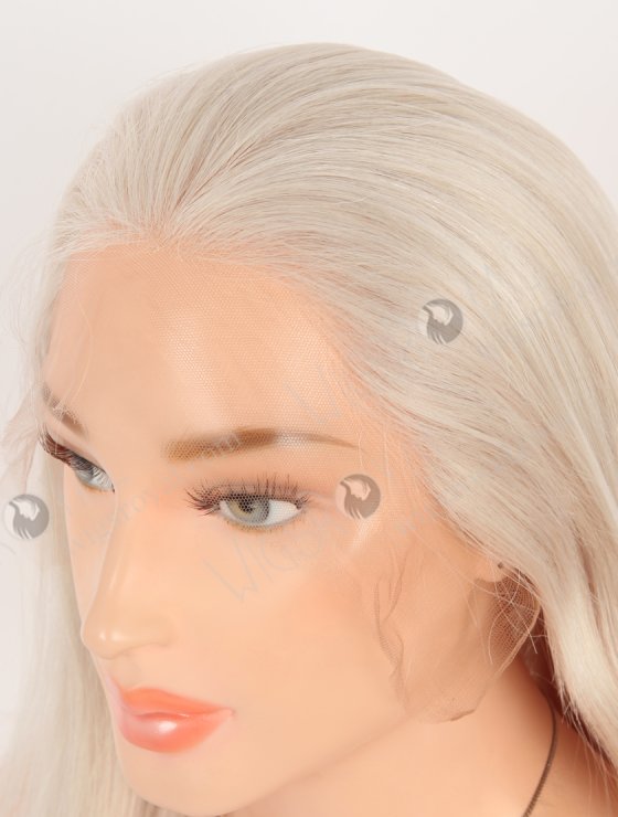 In Stock Brazilian Virgin Hair 16" Straight Platinum Gray Color Lace Front Wig MLF-04019-28904