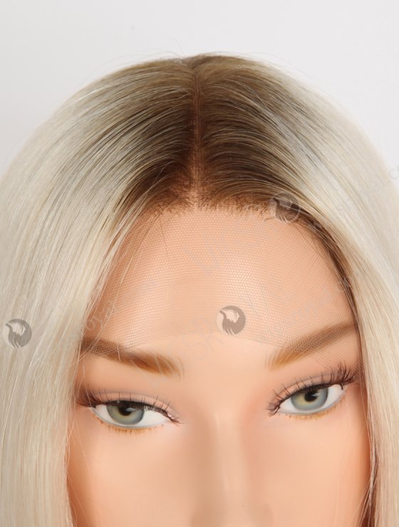 Fabulous White Color Lace Front Wig With Golden Brown Roots Color RLF-08071-29426