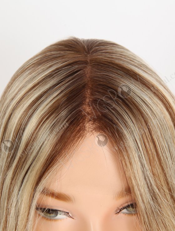 Most Realistic Human Hair Wigs Caucasian Beautiful 18 Inch Darker Roots Blonde with Brown Highlights RLF-08072-29423