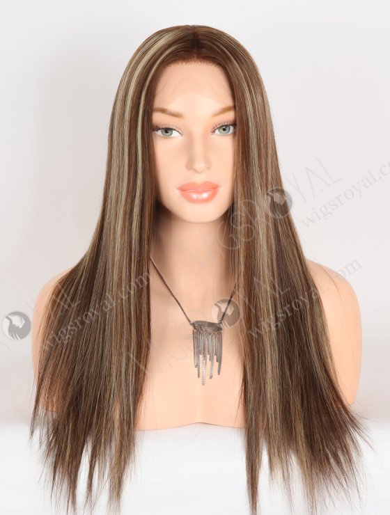 Most Realistic Transparent HD Lace Top Wigs for Thinning Hair 18 Inch Soft European Hair Brown with Blonde Highlights RLF-08084-29755