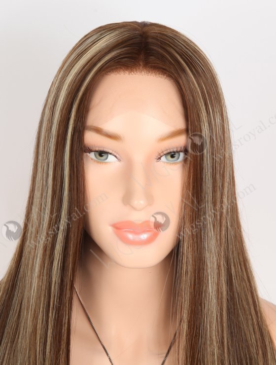 Most Realistic Transparent HD Lace Top Wigs for Thinning Hair 18 Inch Soft European Hair Brown with Blonde Highlights RLF-08084-29756