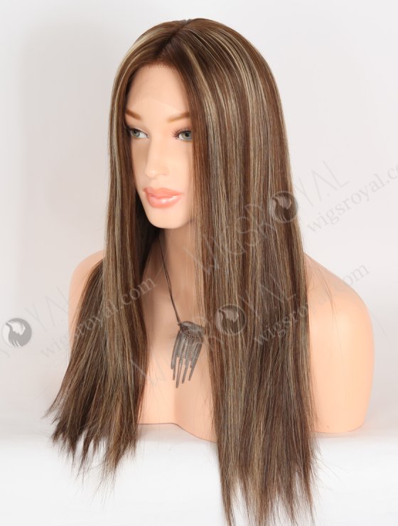 Most Realistic Transparent HD Lace Top Wigs for Thinning Hair 18 Inch Soft European Hair Brown with Blonde Highlights RLF-08084-29759