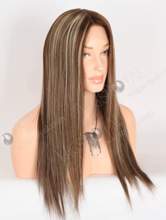 Most Realistic Transparent HD Lace Top Wigs for Thinning Hair 18 Inch Soft European Hair Brown with Blonde Highlights RLF-08084-29761
