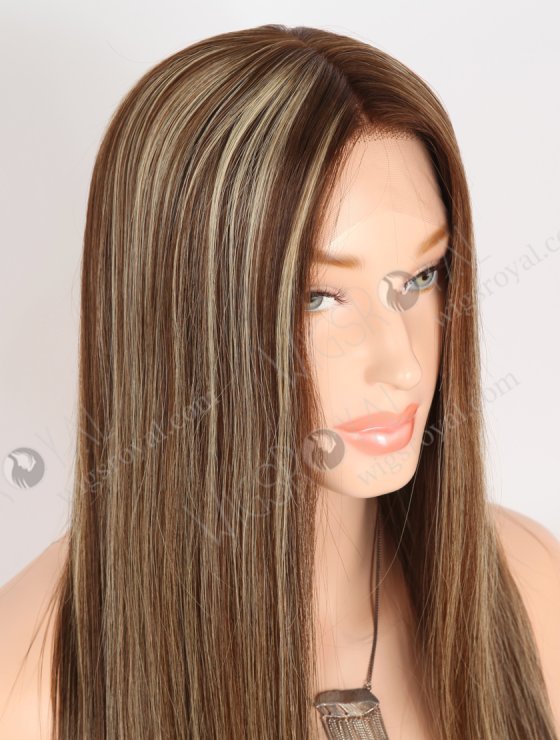 Most Realistic Transparent HD Lace Top Wigs for Thinning Hair 18 Inch Soft European Hair Brown with Blonde Highlights RLF-08084-29762