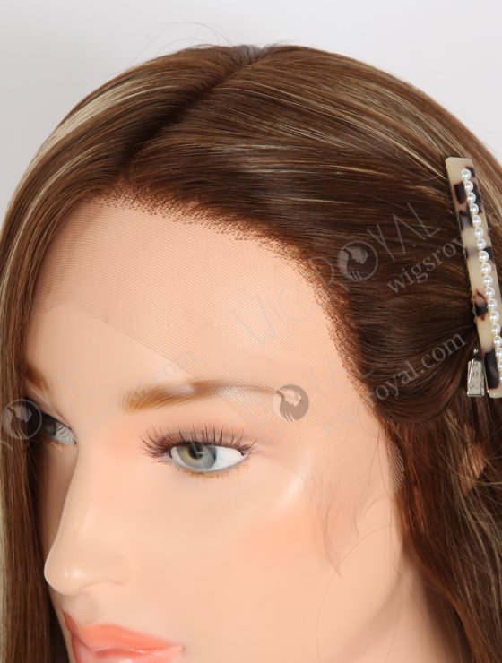 Most Realistic Transparent HD Lace Top Wigs for Thinning Hair 18 Inch Soft European Hair Brown with Blonde Highlights RLF-08084-29768