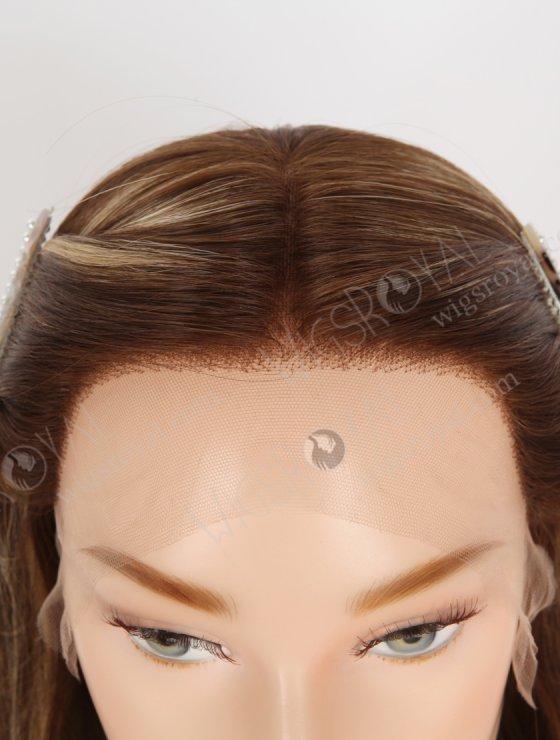 Most Realistic Transparent HD Lace Top Wigs for Thinning Hair 18 Inch Soft European Hair Brown with Blonde Highlights RLF-08084-29769