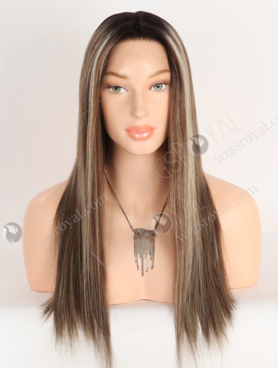 Amazing Darker Roots Brown Wig with Blonde Highlights | Undetectable HD Lace Front Glueless Wigs for Beginners RLF-08085-29866