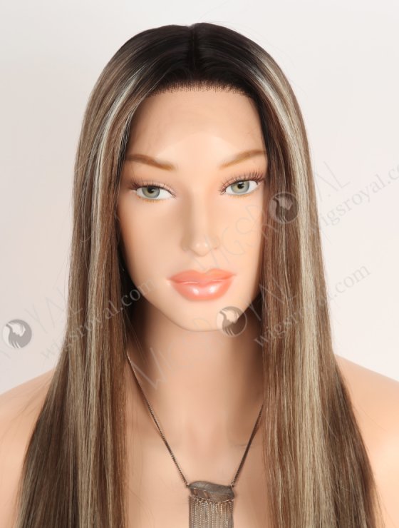 Amazing Darker Roots Brown Wig with Blonde Highlights | Undetectable HD Lace Front Glueless Wigs for Beginners RLF-08085-29868