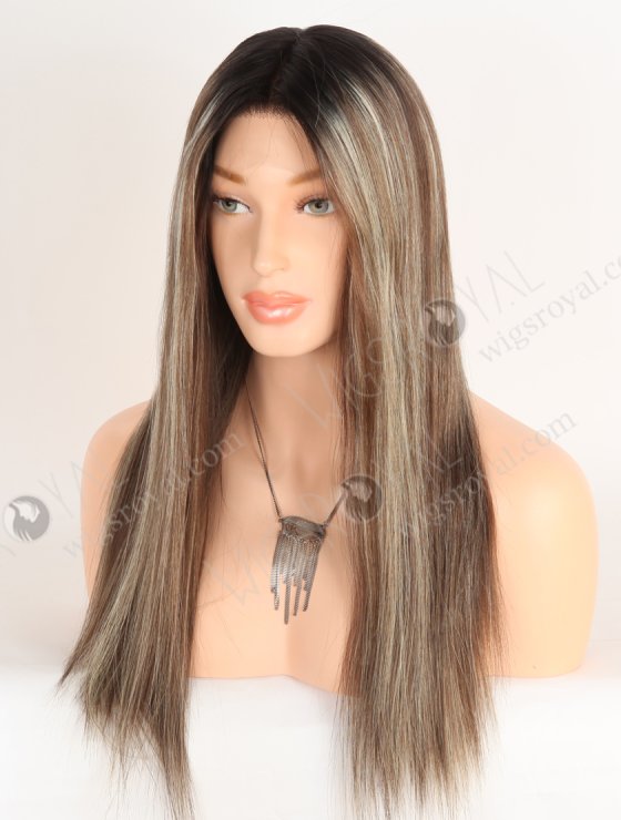 Amazing Darker Roots Brown Wig with Blonde Highlights | Undetectable HD Lace Front Glueless Wigs for Beginners RLF-08085-29870