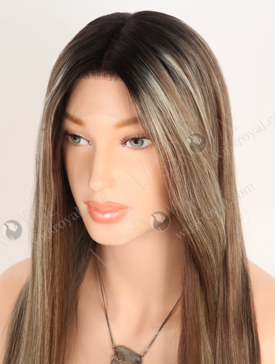 Amazing Darker Roots Brown Wig with Blonde Highlights | Undetectable HD Lace Front Glueless Wigs for Beginners RLF-08085-29871