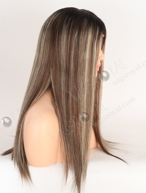 Amazing Darker Roots Brown Wig with Blonde Highlights | Undetectable HD Lace Front Glueless Wigs for Beginners RLF-08085-29873