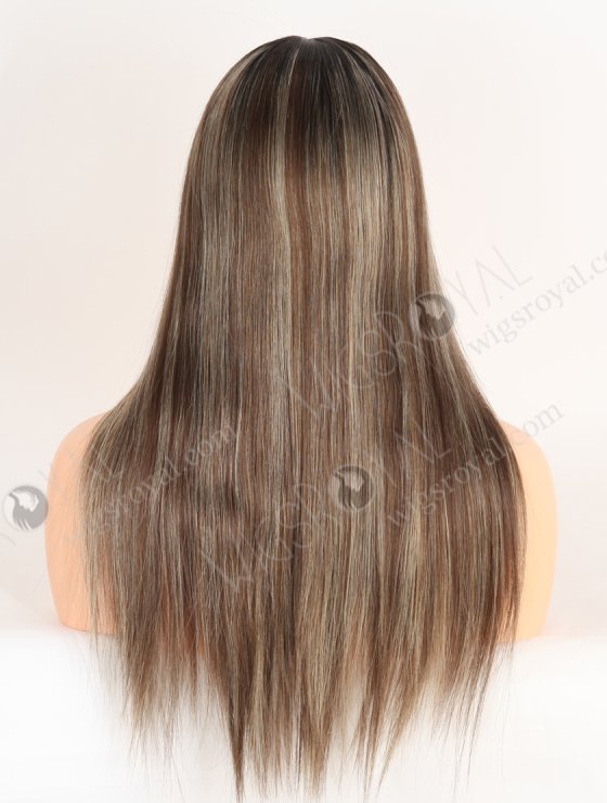 Amazing Darker Roots Brown Wig with Blonde Highlights | Undetectable HD Lace Front Glueless Wigs for Beginners RLF-08085-29878