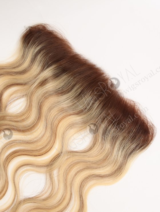 Blonde Highlight Balayage Color Forehead Hairline Topper PU Skin Fringe for Thinning Receding Hairline WR-TC-112-29976