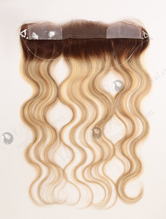 Blonde Highlight Balayage Color Forehead Hairline Topper PU Skin Fringe for Thinning Receding Hairline WR-TC-112-29980