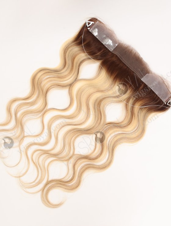 Blonde Highlight Balayage Color Forehead Hairline Topper PU Skin Fringe for Thinning Receding Hairline WR-TC-112-29979