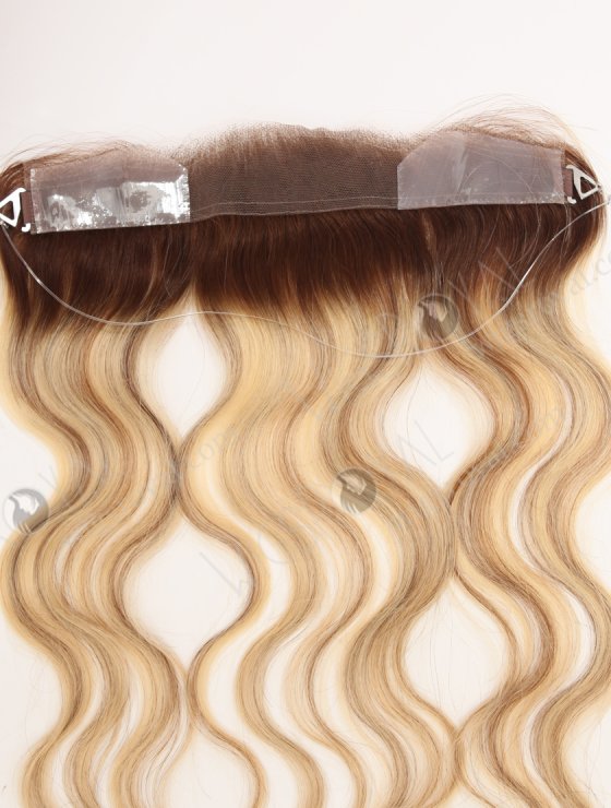 Blonde Highlight Balayage Color Forehead Hairline Topper PU Skin Fringe for Thinning Receding Hairline WR-TC-112-29982