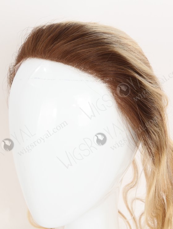 Blonde Highlight Balayage Color Forehead Hairline Topper PU Skin Fringe for Thinning Receding Hairline WR-TC-112-29984
