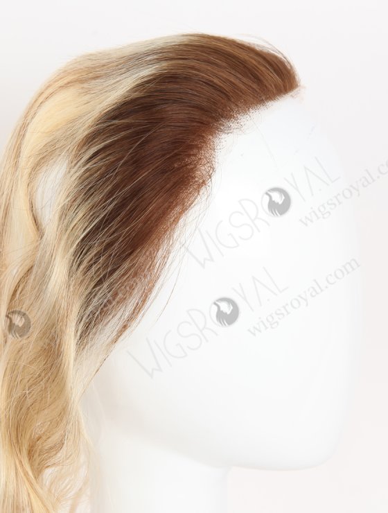 Blonde Highlight Balayage Color Forehead Hairline Topper PU Skin Fringe for Thinning Receding Hairline WR-TC-112-29983