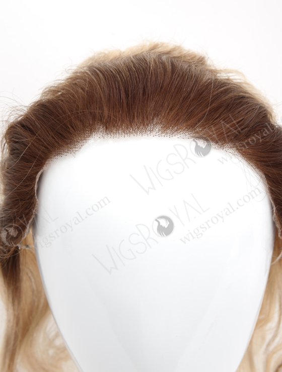 Slight Wave Blonde Highlight Balayage Color Hairline Topper Silicone PU Skin Fringe Hair Piece WR-TC-117-30118