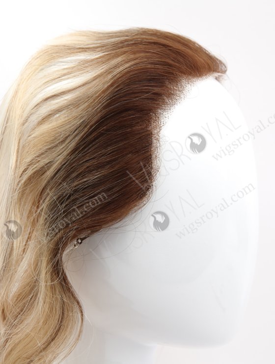 Slight Wave Blonde Highlight Balayage Color Hairline Topper Silicone PU Skin Fringe Hair Piece WR-TC-117-30119